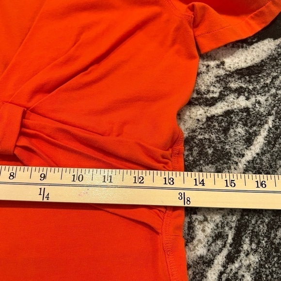 FREE PEOPLE deep orange puff short sleeves with plunging neckline top - Picture 7 of 10